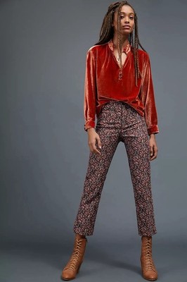 Anthropologie The Essential Slim Trousers Size 6 Cropped Straight Fall Florals