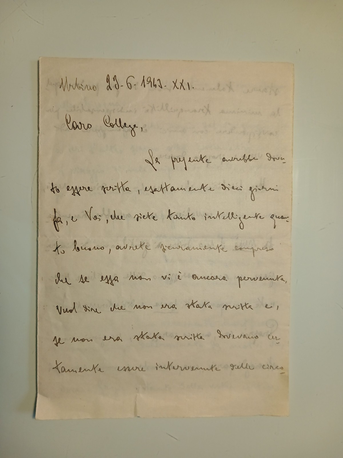 Lettera Autografa 1943 FASCISMO Bombardamenti MESSINA CATANIA Magistrato Savina