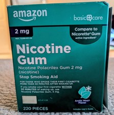 2 mg Nicotine Gum Artic Mint 220 Pieces nicorette Amazon Basic Care Exp. 02/2026