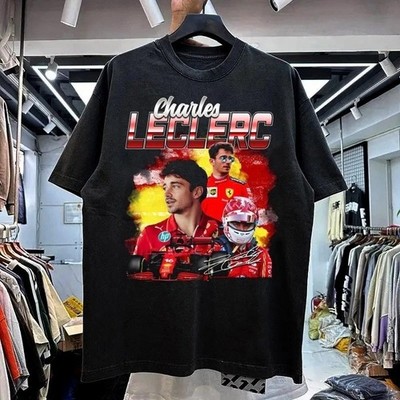 Rare Charles Leclerc Basic Black Graphic T shirt Heavy cotton tee S-5XL