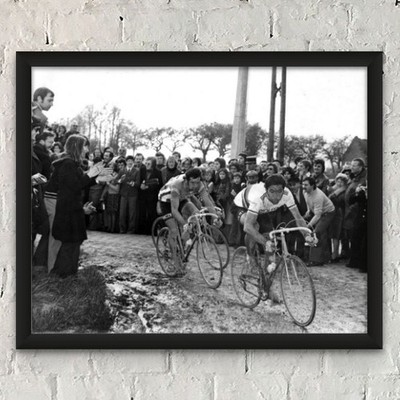 Eddy Merckx & Roger De Vlaeminck, 1975 Paris-Roubaix, Vintage Cycling Print