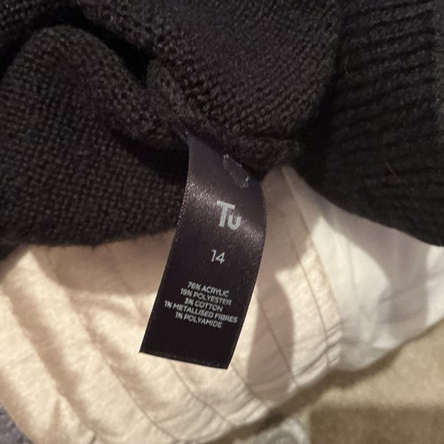 TU Ladies Black Jumper With Purple Sequins And Zig Zag Pattern. Size 14 - Picture 6 of 8