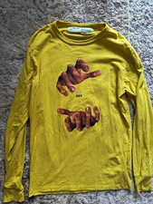 Off-White Herren Langarm T-Shirt M Gelb Tempe...