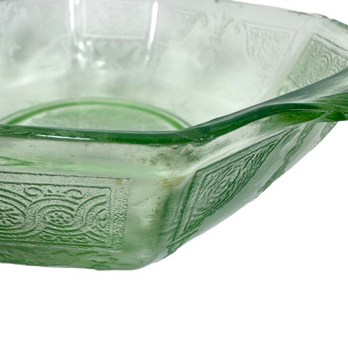Vintage Anchor Hocking Princess Uranium Glass Serving Bowl Tab Handles Glows UV - Picture 14 of 16