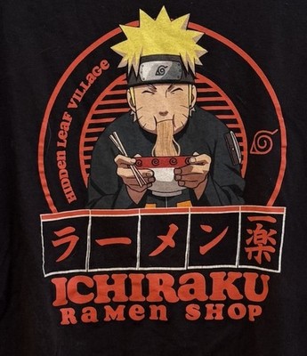 Ichiraku Ramen Shop Naruto Shippuden Collection Men's Black T-Shirt Size XL