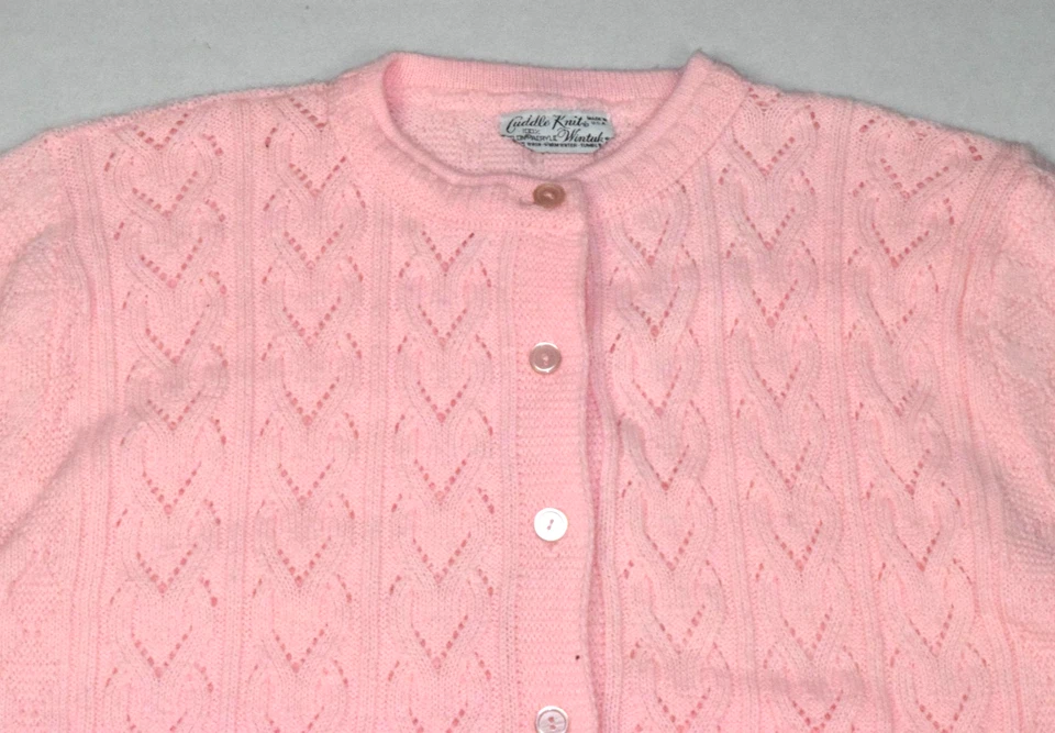 Cárdigan Suéter Vintage Tejido Wintuk Talla M Años 60 Polvo Rosa Hecho en EE. UU. Foto 4 de 4