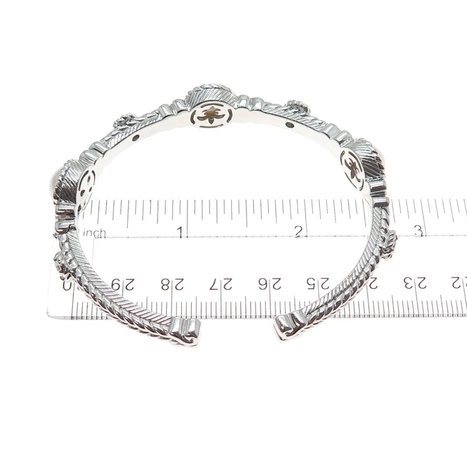 Brazalete ajustable JUDITH RIPKA 925 plata de ley perlas reales y C Z 7" Foto 2 de 4