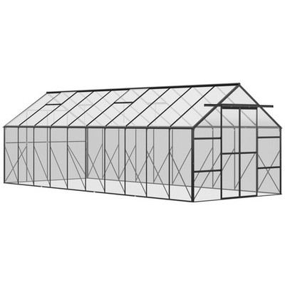 20' x 8' Polycarbonate Walk-in Garden Greenhouse Kit w/ Sliding Door, Clear
