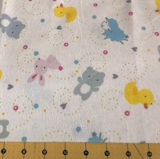 Animals on White 24 X 42 Flannel fabric 1215a