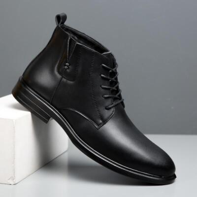 mens black dress boots uk Men's Knight Derby Black Leather Boots – The Jacket Maker main image 0