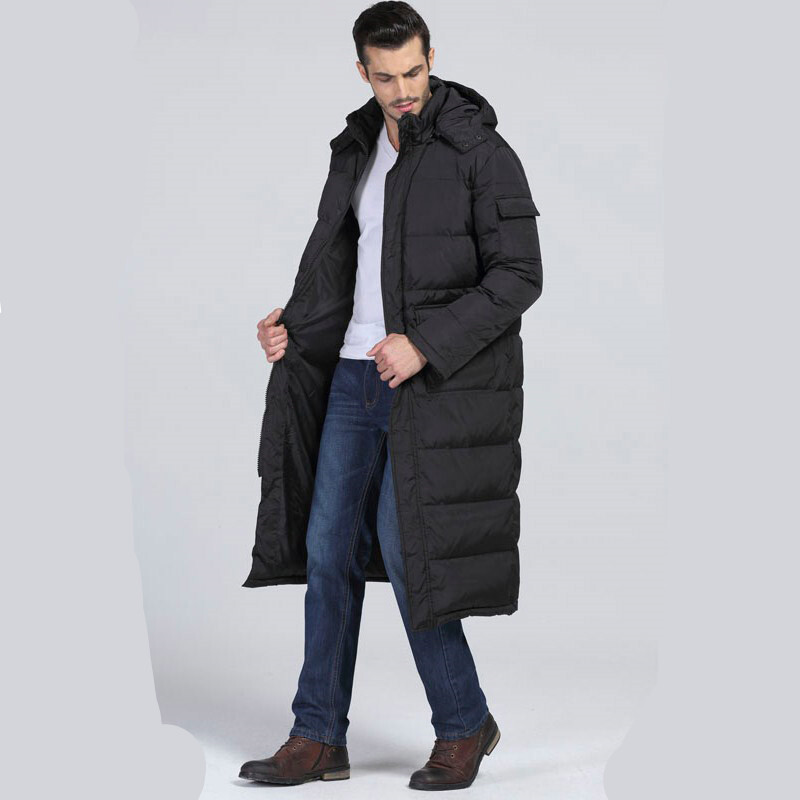 Winter Men Hooded Padded Puffer Warm Knee Length Cotton Jacket Long Parka Coat image 3