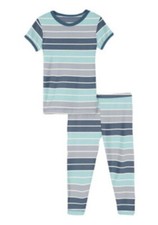 Kickee Pants Pajama Set In Sports Stripe