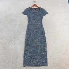 Forever 21 Black Gray Short Sleeve Long Bodycon Midi Dress M Medium