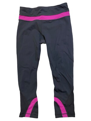 Lululemon Black And Pink Cropped Yoga Compression Leggings - Main Image