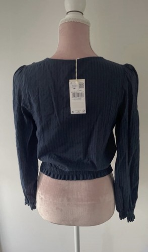 Brand New Mango Blue V- Neck Blouse Size M (10) Sustainable Fabric Pretty Style - Picture 3 of 10