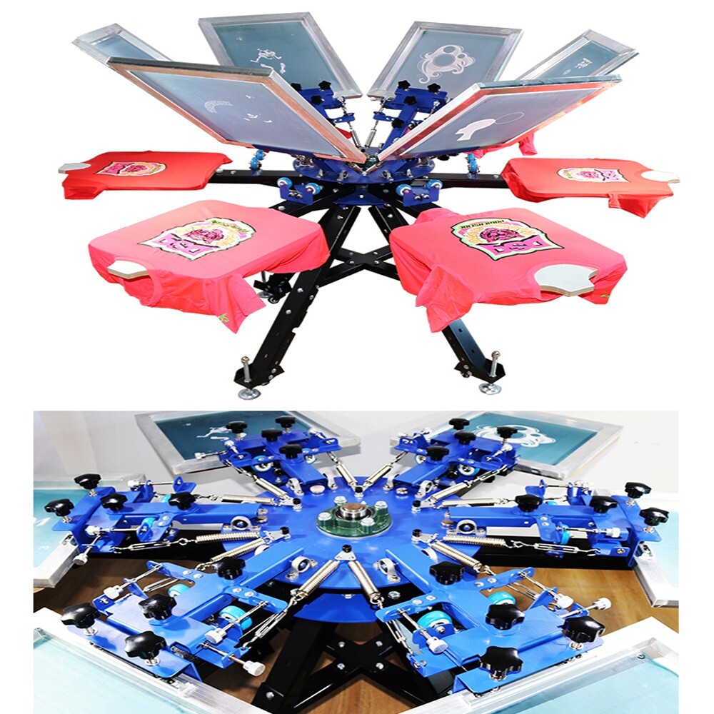 6 Color Screen Printer 6 Station Micro Adjust Silk Screen Press Double ...