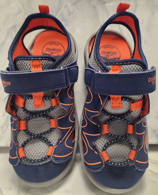 OshKosh B'gosh Blue/Orange/Gray Hook & Loop Slip On Sandals/Water Shoes Size 11M