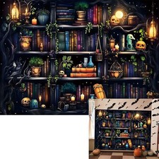 Halloween Backdrop Witch Magic Background Retro Party Photography Banner