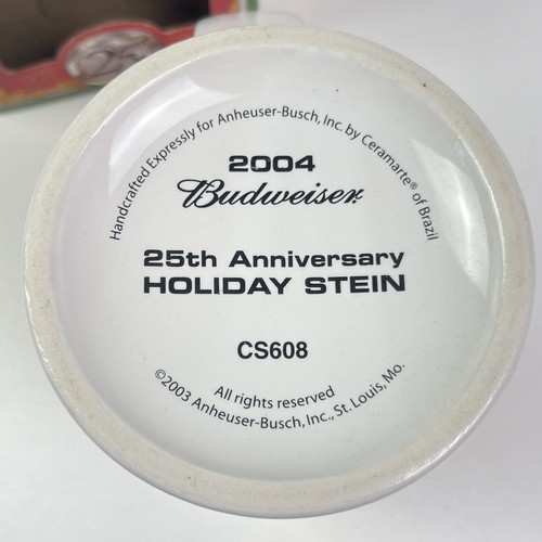 Budweiser 2004 Holiday Christmas Beer Stein 25th Anniversary Mug Stein - Picture 11 of 12