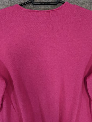 Studio Works Top Womens Medium Pink Knit Pullover Long Sleeve Beaded Neckline - Picture 7 of 11