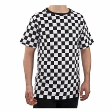 Adult Men's RAD 80's Short Sleeve PUNK Checkered Shirt Black White S M L XL 2XL