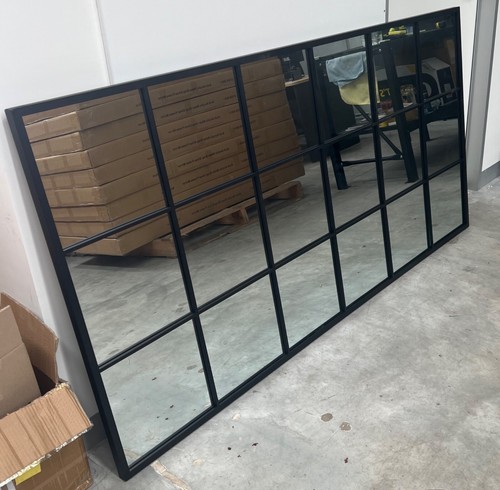Iron Frame Grid Mirror 100x200cm Black Industrial Style HD Minimalist Home Décor - Picture 3 of 9