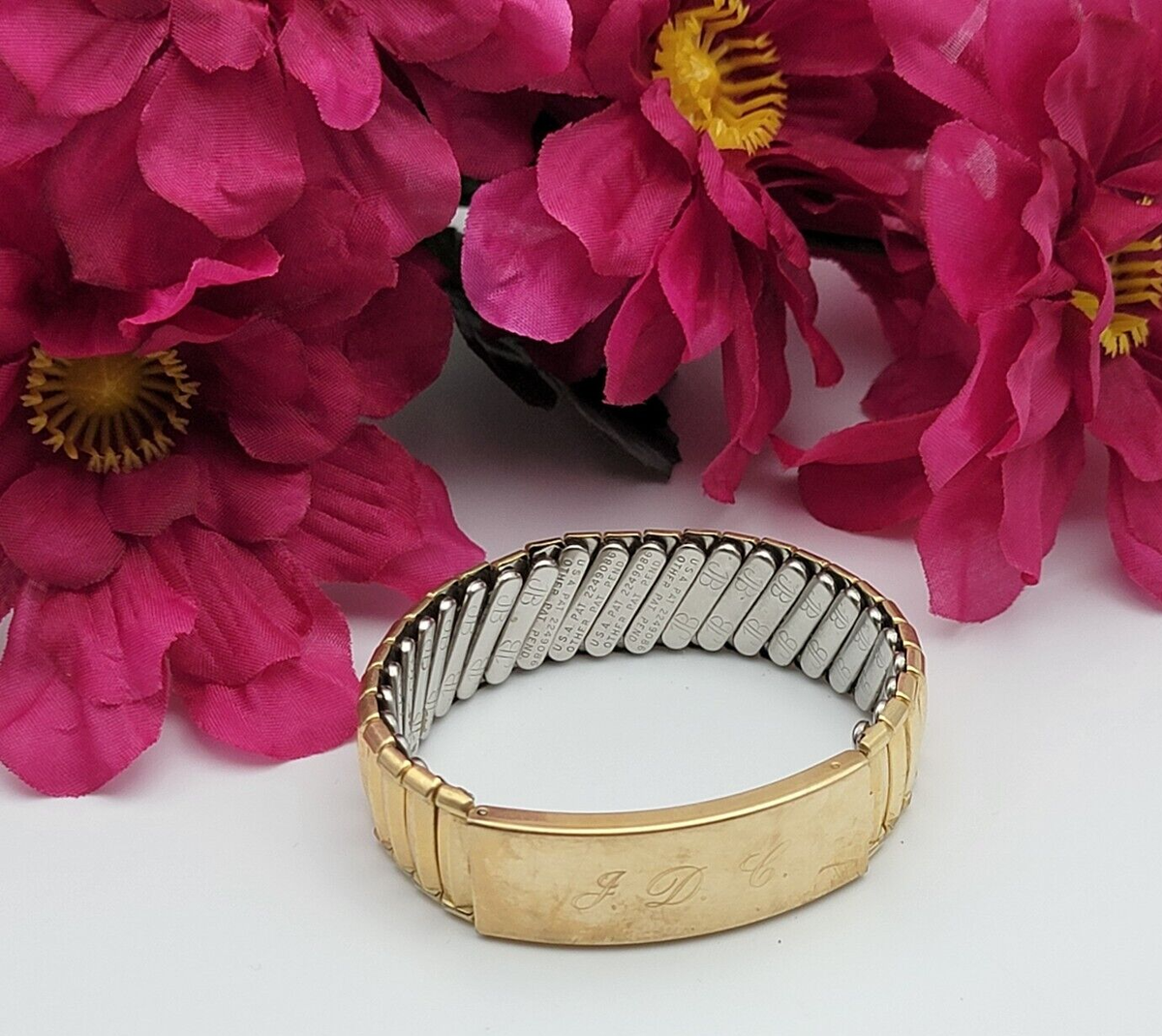 50s60s Vintage champion JB IDブレスレット ゴールド Vintage JB Champion Gold Plated Expansion Bracelet Monogram