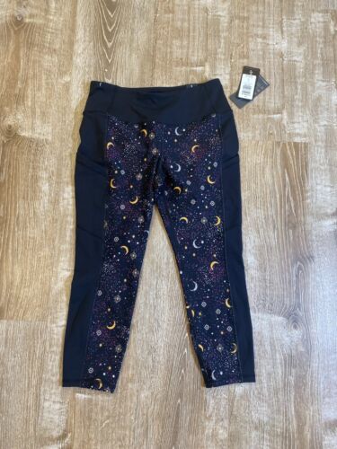 Torrid Active Black Celestial Moon Stars High Rise Crop Leggings w/Pockets 0 NEW - Picture 1 of 7