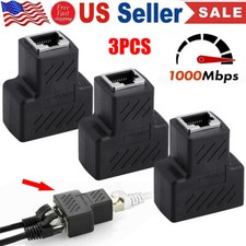 3Pcs RJ45 Splitter Adapter 1 to 2 Ways Dual Port CAT5/6/7 LAN Ethernet Cable
