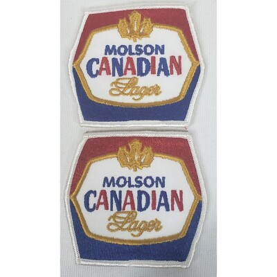 Molson Canadian Lager Embroidered Logo Patches Brewery Beer 3 x 3-1/4'' VTG