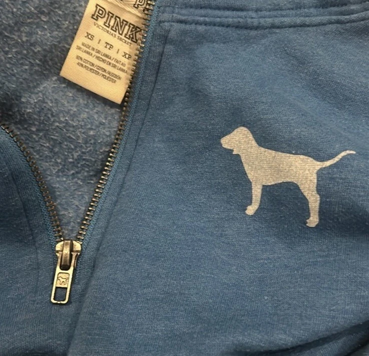 UNDERCOVER Felpa con cappuccio Victoria's Secret ROSA quarto cerniera blu donna XS