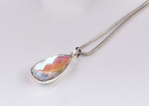 Pendentif Argent 925 Topaze Pierre De Lune Larme S-44 Fantaisie