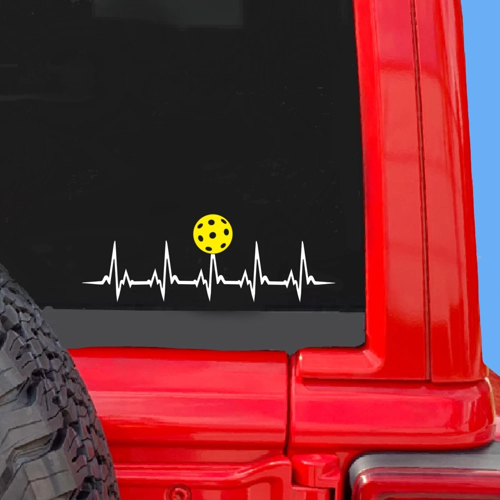 EKG Heartbeat Pickleball Decal Sticker - Perfect Gift for Players