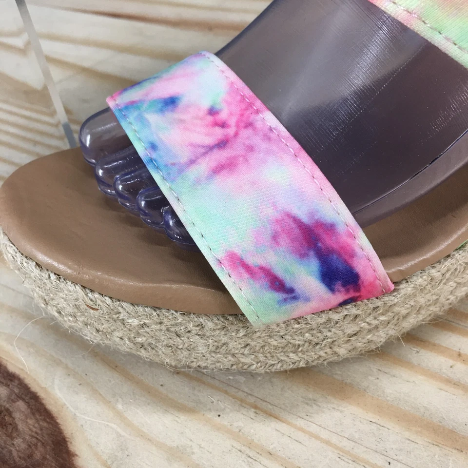 Bamboo Sandals Womens 6.5 Wedge Espadrille Fatal Tie Die Multicolor Slip On - Image 3 of 4