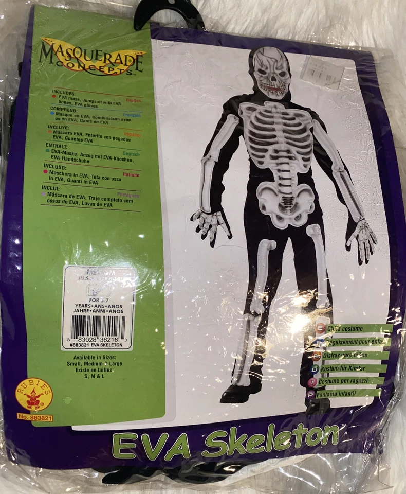 Disfraces de Rubíes EVA Clásico Esqueleto Mono Disfraz para Niño MED 8-10 NUEVO Foto 2 de 4