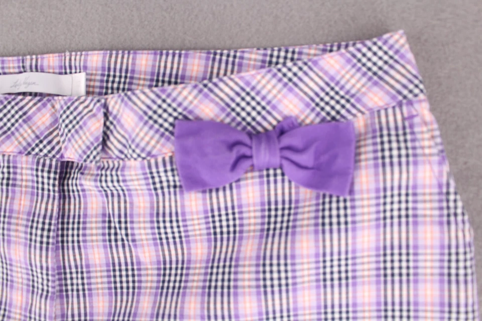 Pantalones Cortos de Golf Chinos Dama Hagen Para Mujer 12 Frente Plano Guinga Cuadros Tiro Alto Púrpura Foto 4 de 4