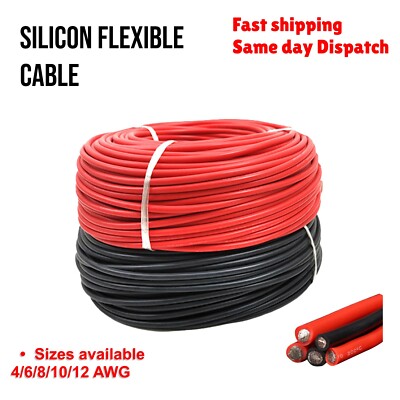 Flexibles weiches Silikonkabel 4/6/8/10/12 AWG rot & schwarz UK-Verkäufer