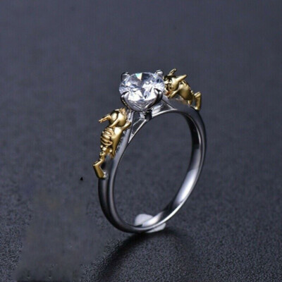 Pokémon Pikachu 2 Kt Diamant Solitär Damen Ring Verlobungsring Weißgold-Finish