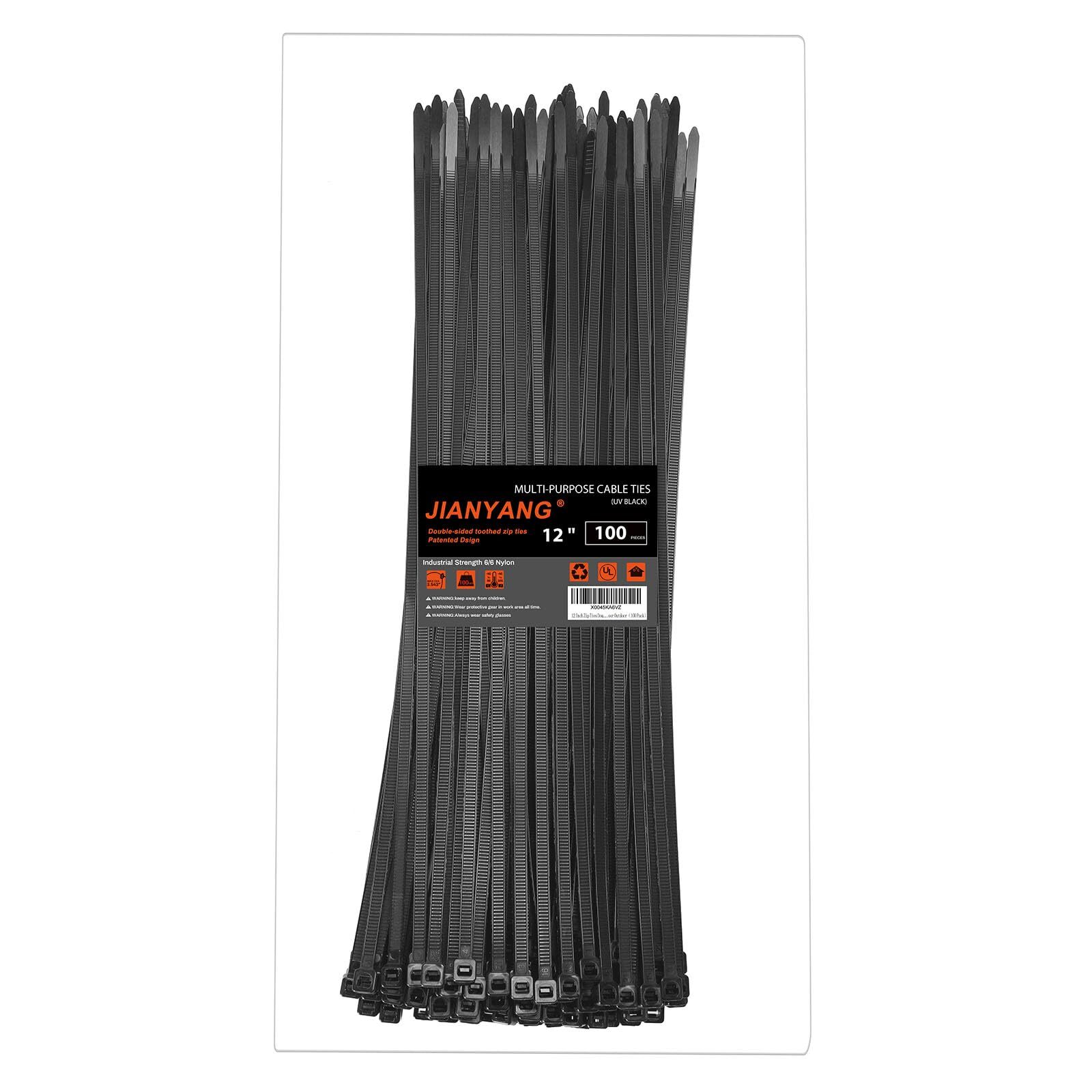 12 Inch Zip Ties Double Sided Toothed,100 LBS Tensile Strength Heavy Duty Cab...