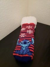 Disney Stitch Holiday Long Slipper Socks Size 4-10