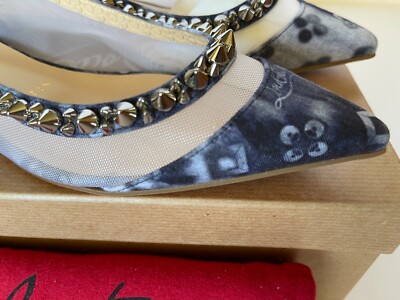 Christian Louboutin Galativi Spike Logo Red Sole Ballerina Flats