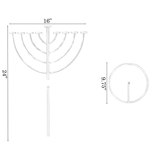 New Modern Silver 9 Branch Lighting Thin Pipe Hanukkah Menorah, Metal-Aluminum - Picture 13 of 23