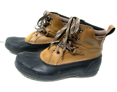Magellan Men's Size 10D Duck Rain Snow Boots Ankle Brown Black Lace Up