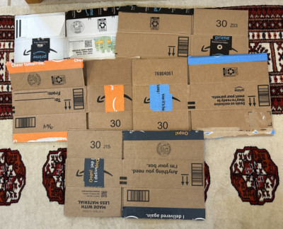 Five (5) Shipping/Mailing boxes, 11  x 8  x 3-3/4 , Used, Box #30