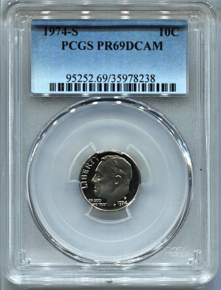 1974 S 10C Roosevelt Dime PCGS PR69DCAM | eBay
