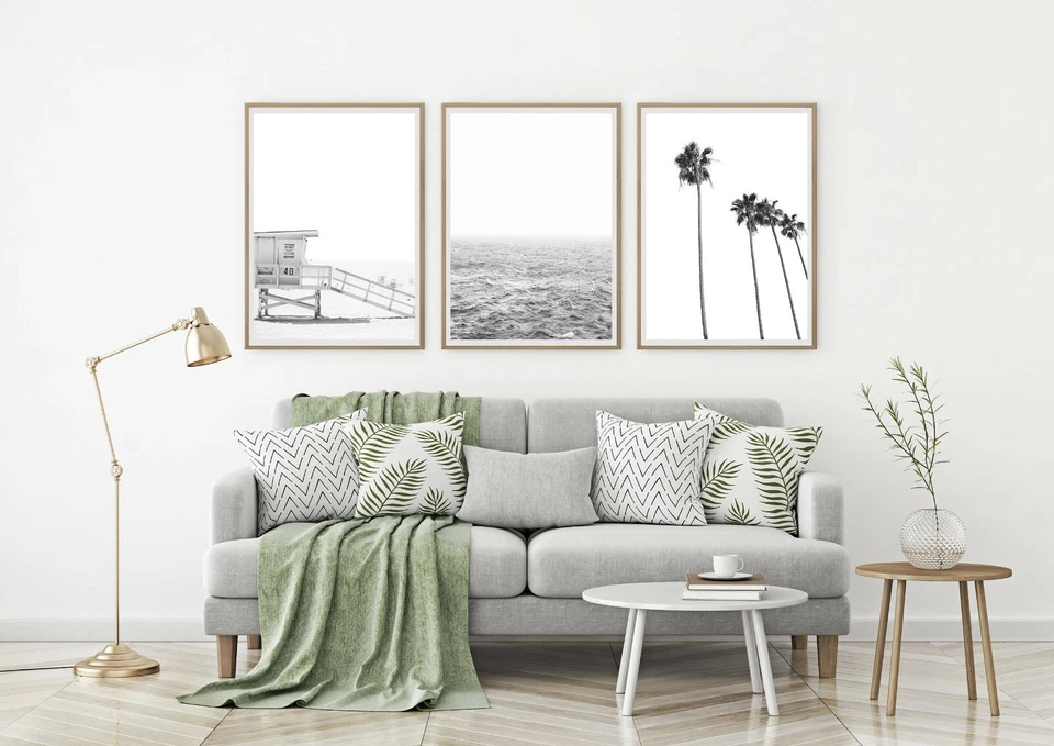 Set of 3 Palm Tree Beach Ocean Relaxing View Wall Art Print. A3 A2 A1 Size - Image 3 of 4