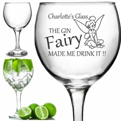 RIVENG Personalised Engraved 63cl Large Tall stem GIN glass FAIRY GIN bowl gift
