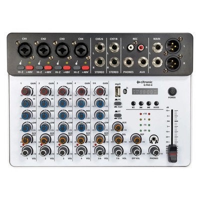 Citronic Q-PAD-8 Compact Studio Mixer mit USB/BT & Audio Interface