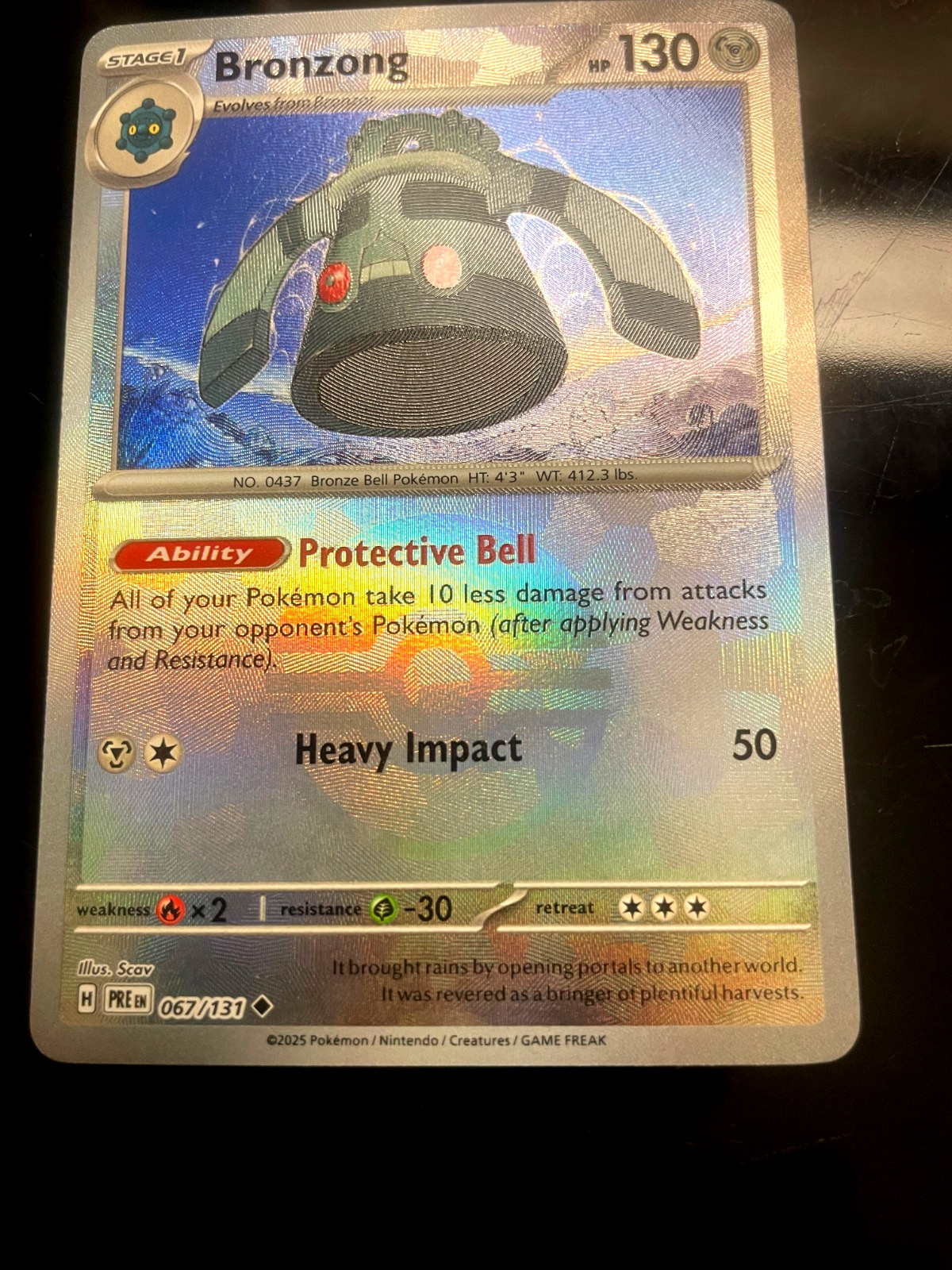 Bronzong (Master Ball Pattern) 067/131 Sv: Prismatic Evolutions Holo Mint cond.