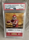 2017 Panini Contenders ROY Contenders Patrick Mahomes II #RY-3 PSA 9 Rookie RC